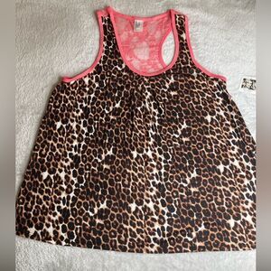 NWT JESSICA SIMPSON L Mobwife Animal Print Lacy Unisex Tank Top